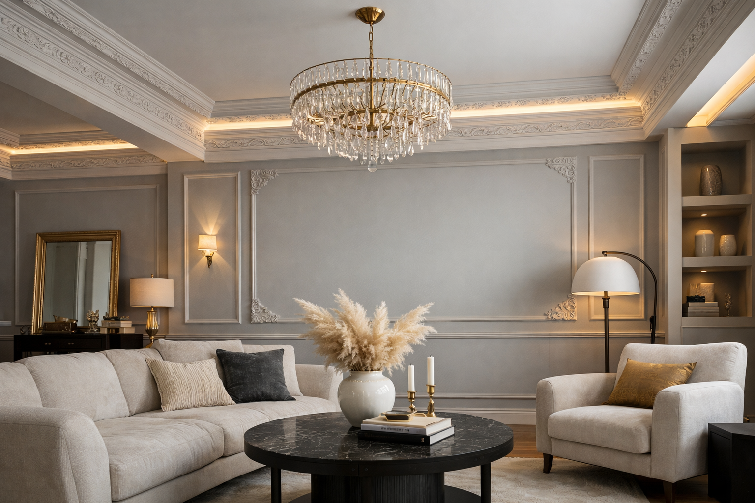 קרניזים דקורטיבייים לסלון