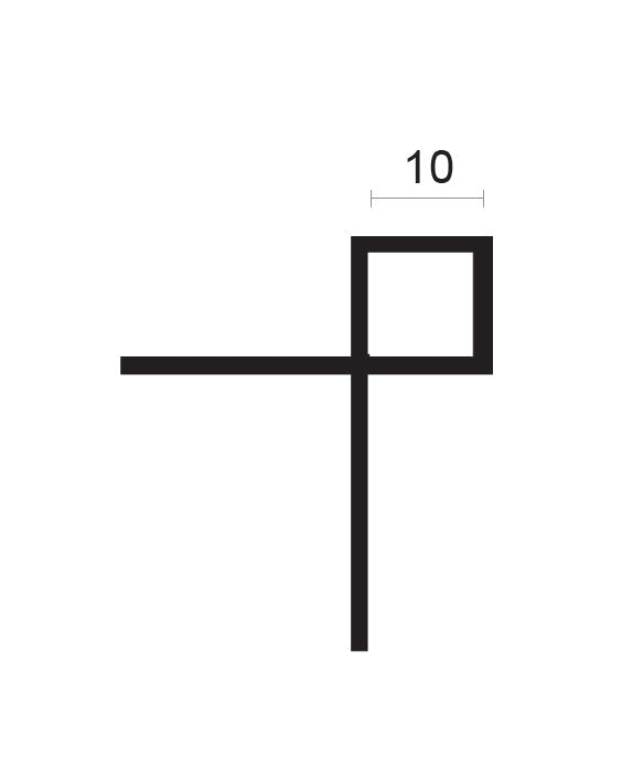 10X10 פרופיל לקרמיקה אלומיניום ריבוע כפול
