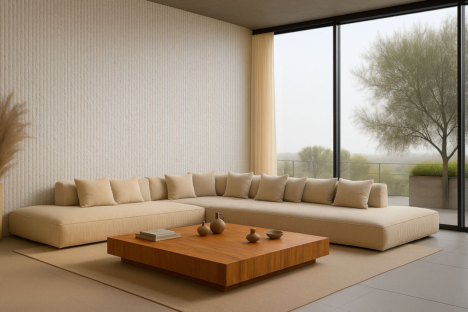 חיפוי קיר גמיש בטקסטורה גלים בגוון בהיר