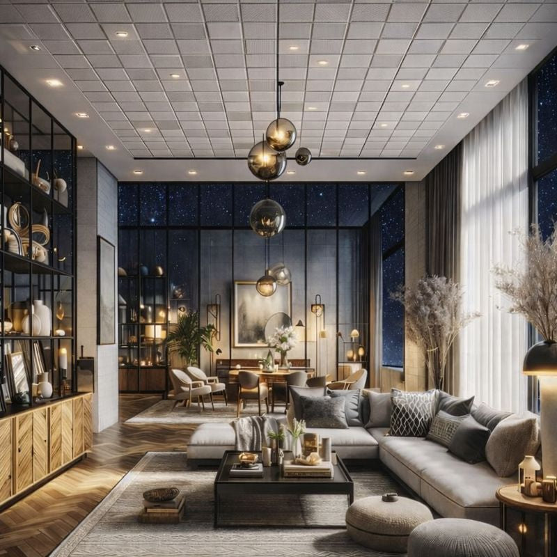 חיפוי תקרה פוליסטרין דגם ריבועים