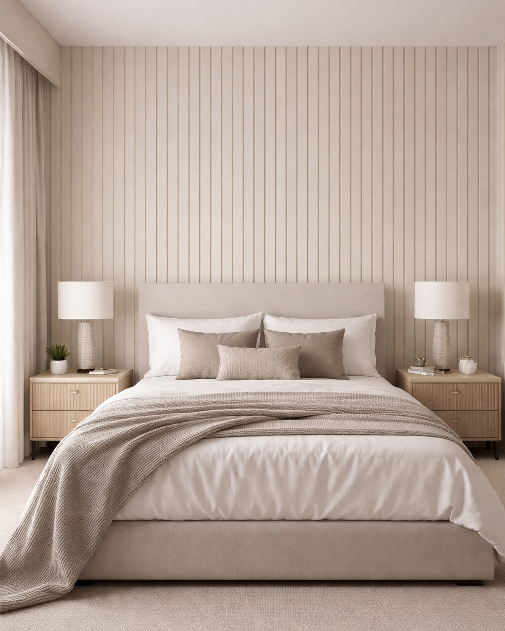 חיפוי קיר פסים צבע שמנת