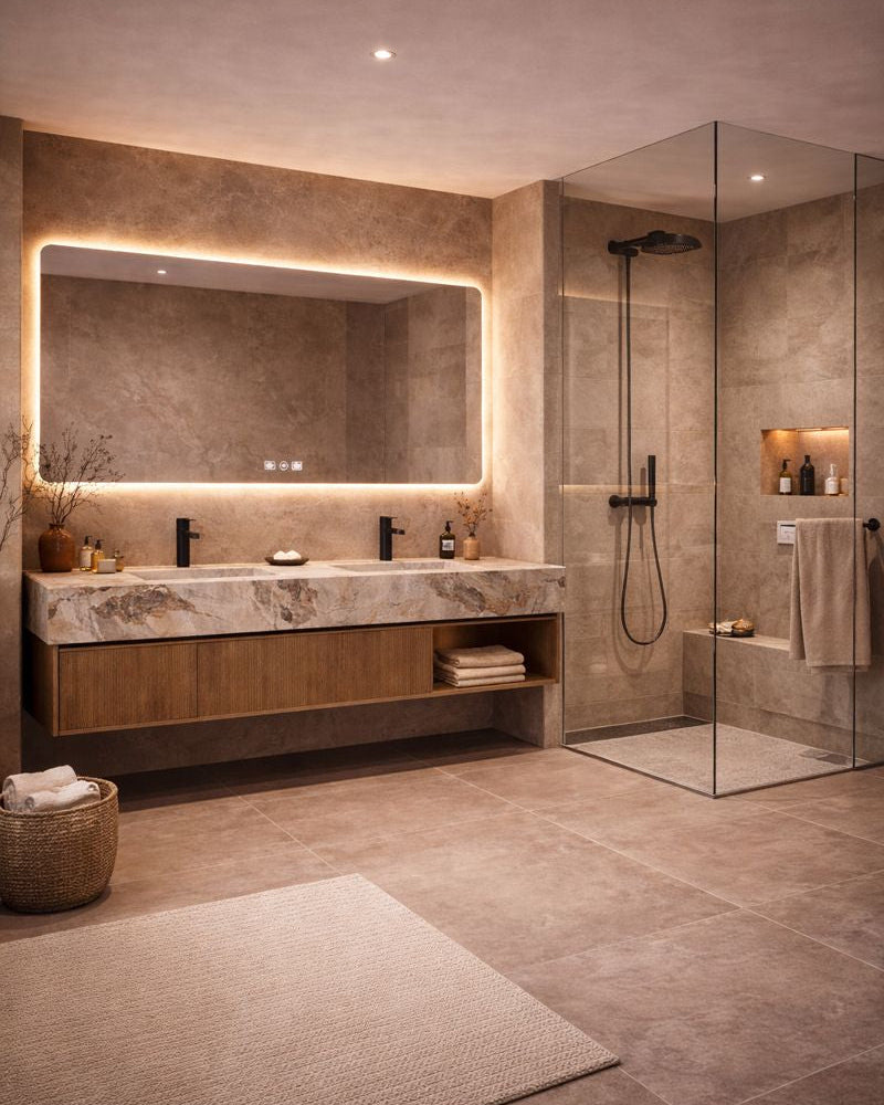 מראת קיר מלבנית עם פינות מעוגלות