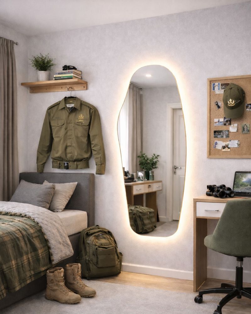 מראת קיר מעוצבת בצורה טבעית א-סימטרית