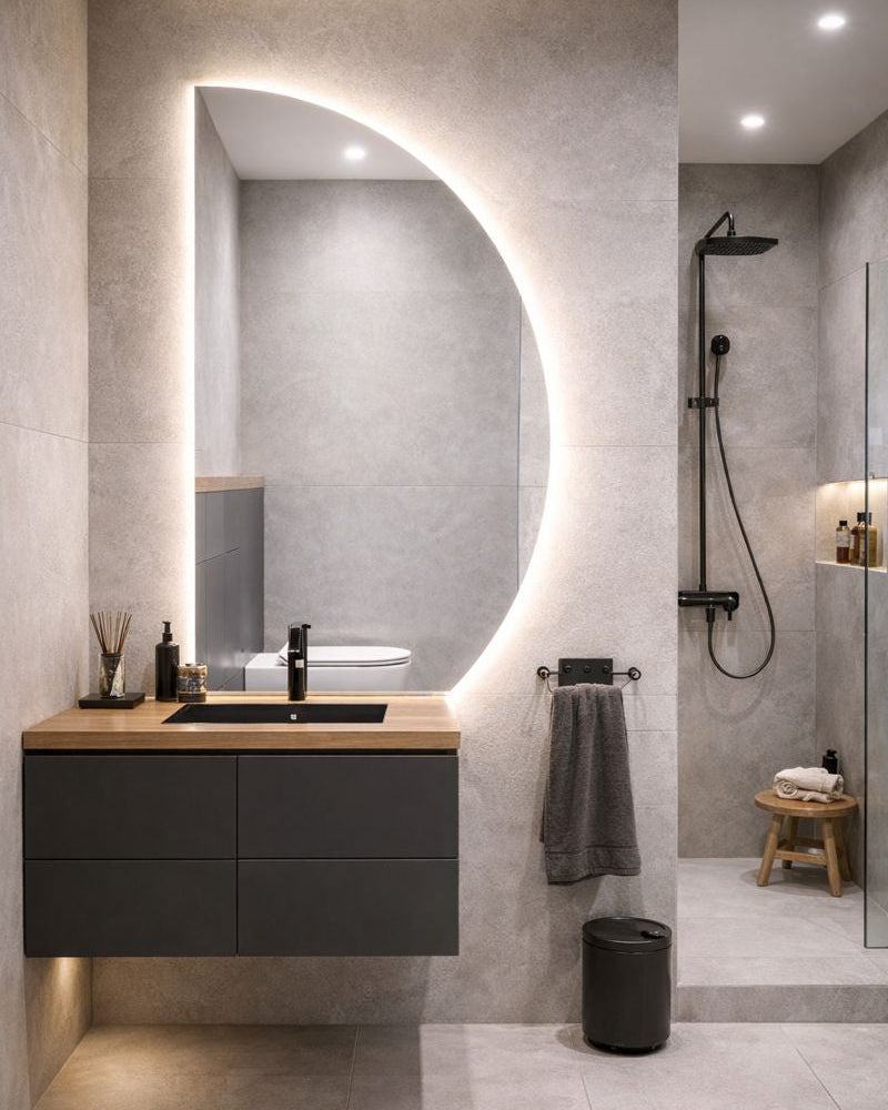 מראת קיר מעוצבת בצורת חצי ירח