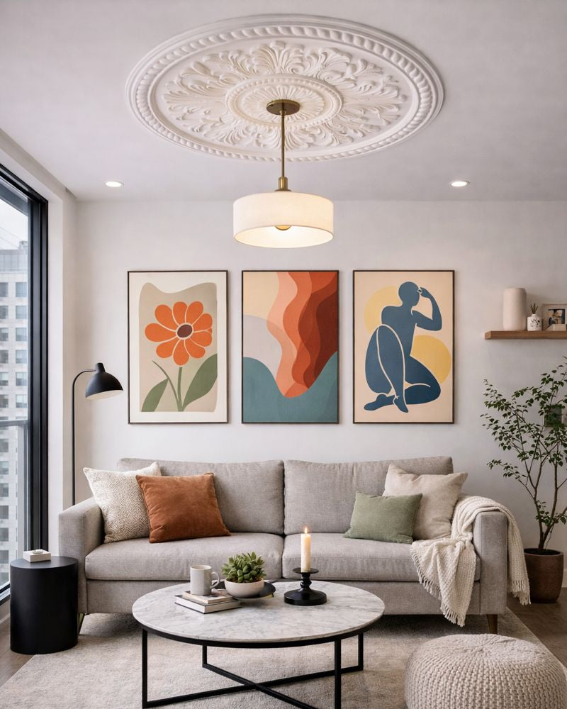 רוזטה פוליאוריטן בעיצוב פרחוני