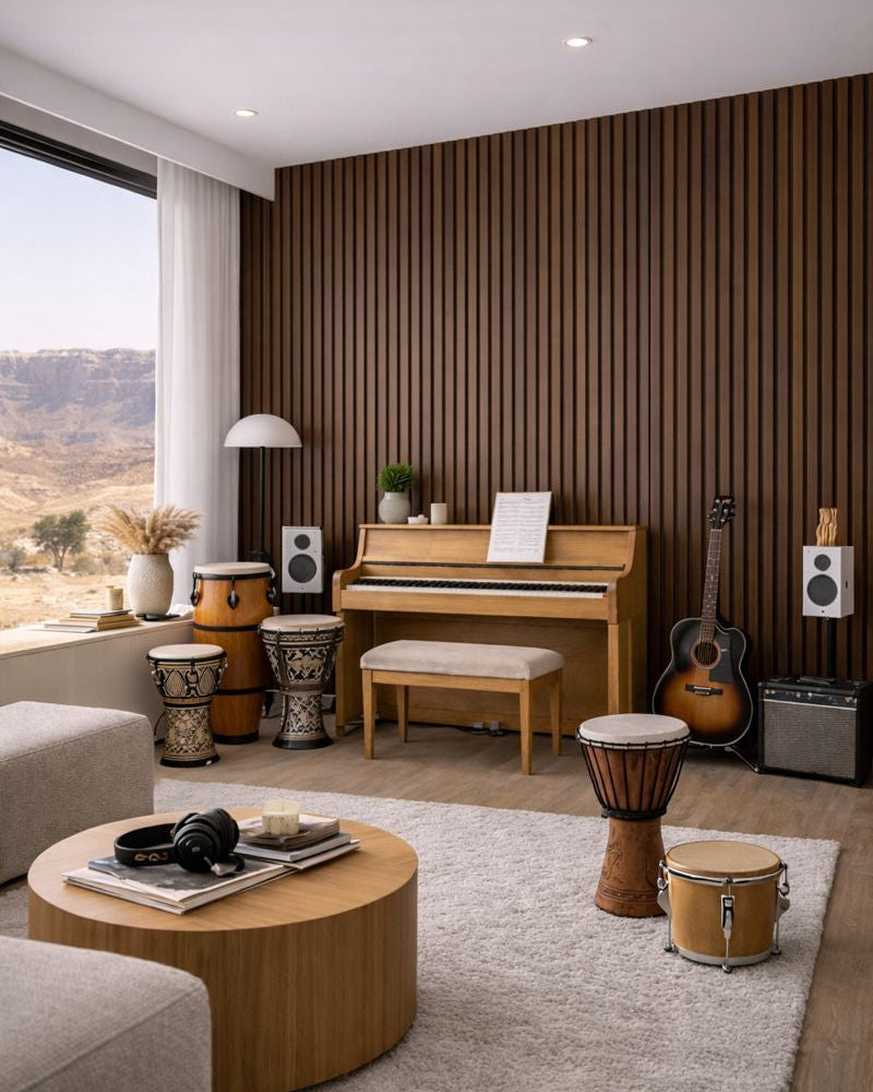 חיפוי קיר פסים דמוי דמוי עץ כהה מושחר