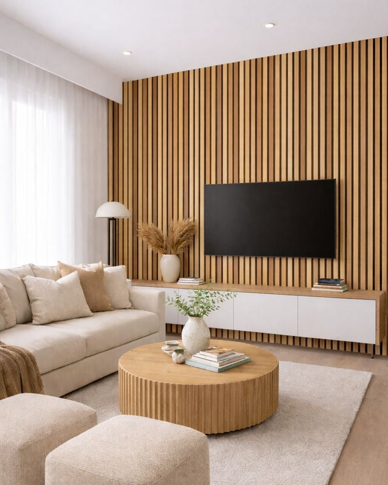 חיפוי קיר פסים צבע אלון טבעי