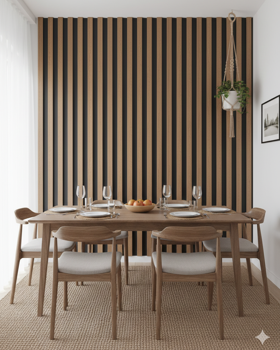 חיפוי קיר פסים צבע טיק מרווח שחור