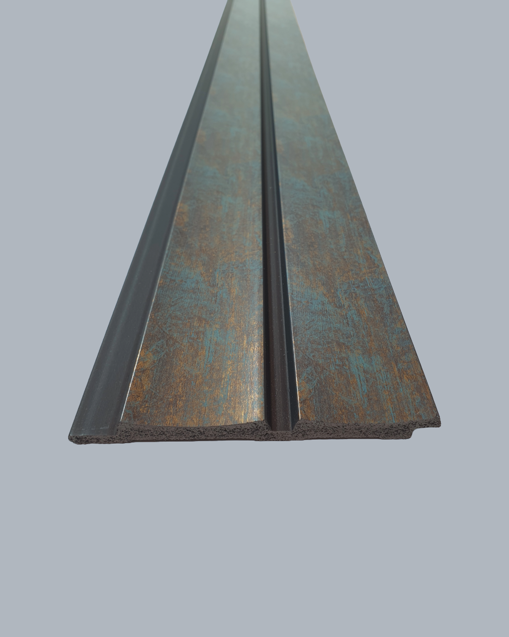 חיפוי קיר פסים בגוון ברונזה עם חריץ שחור