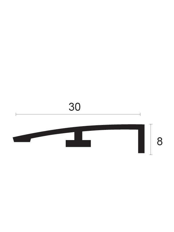פרופיל לקרמיקה  אלומיניום הפרש גובה 30X8 מ"מ