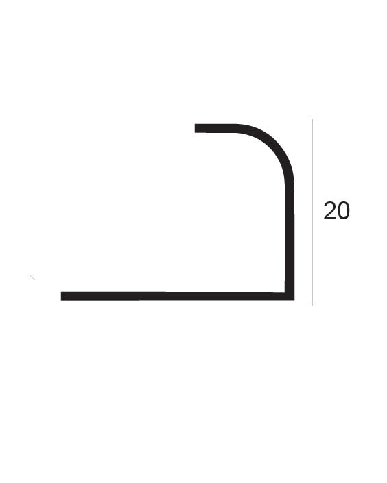 פרופיל שיש/פורצלן  אלומיניום קנט לשיש 20 מ"מ