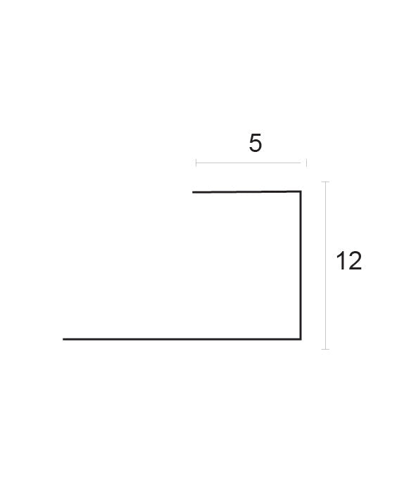 פרופיל שיש/פורצלן  אלומיניום פינה ישרה 5X12 מ"מ