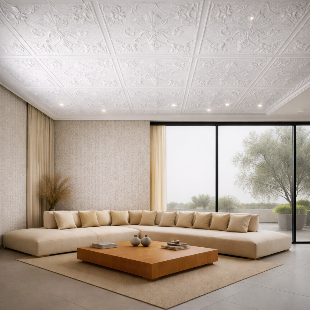 חיפוי תקרה פוליסטרין דגם עלי גפן