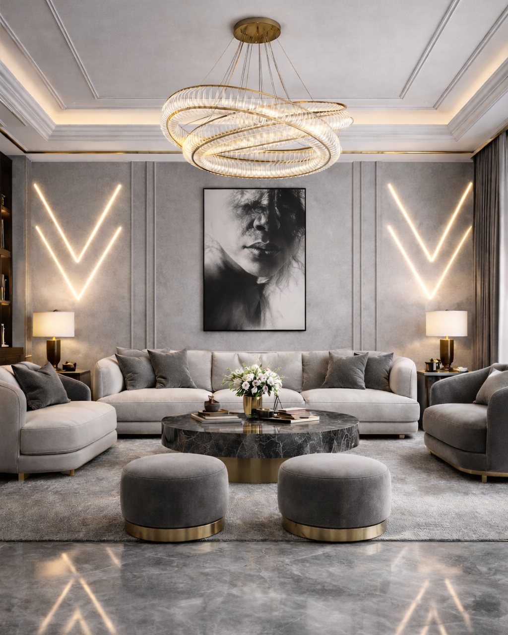 חיפוי קיר דמוי שיש גוון אפור בהיר מט