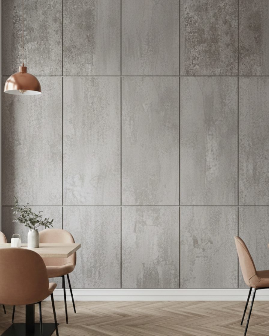 חיפוי קיר דמוי שיש מראה תעשייתי בגוון אפור כהה