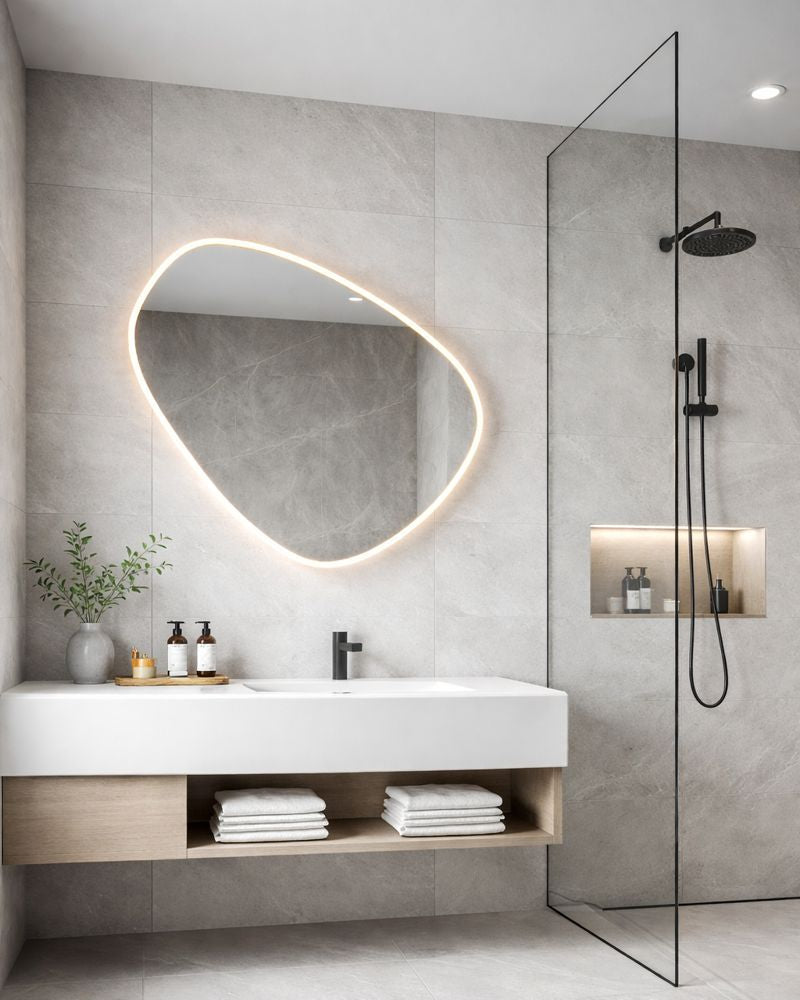 מראת קיר מעוצבת בסגנון א-סימטרי עכשווי