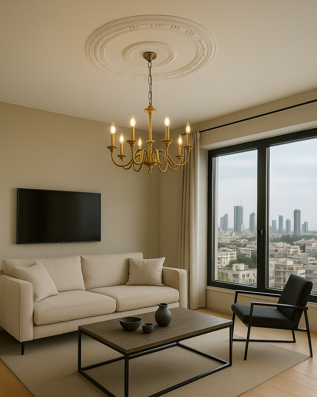 רוזטה פוליאוריטן בעיצוב חרוזים עדין