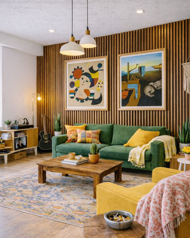 חיפוי קיר פסים דמוי עץ עם פסים שחורים