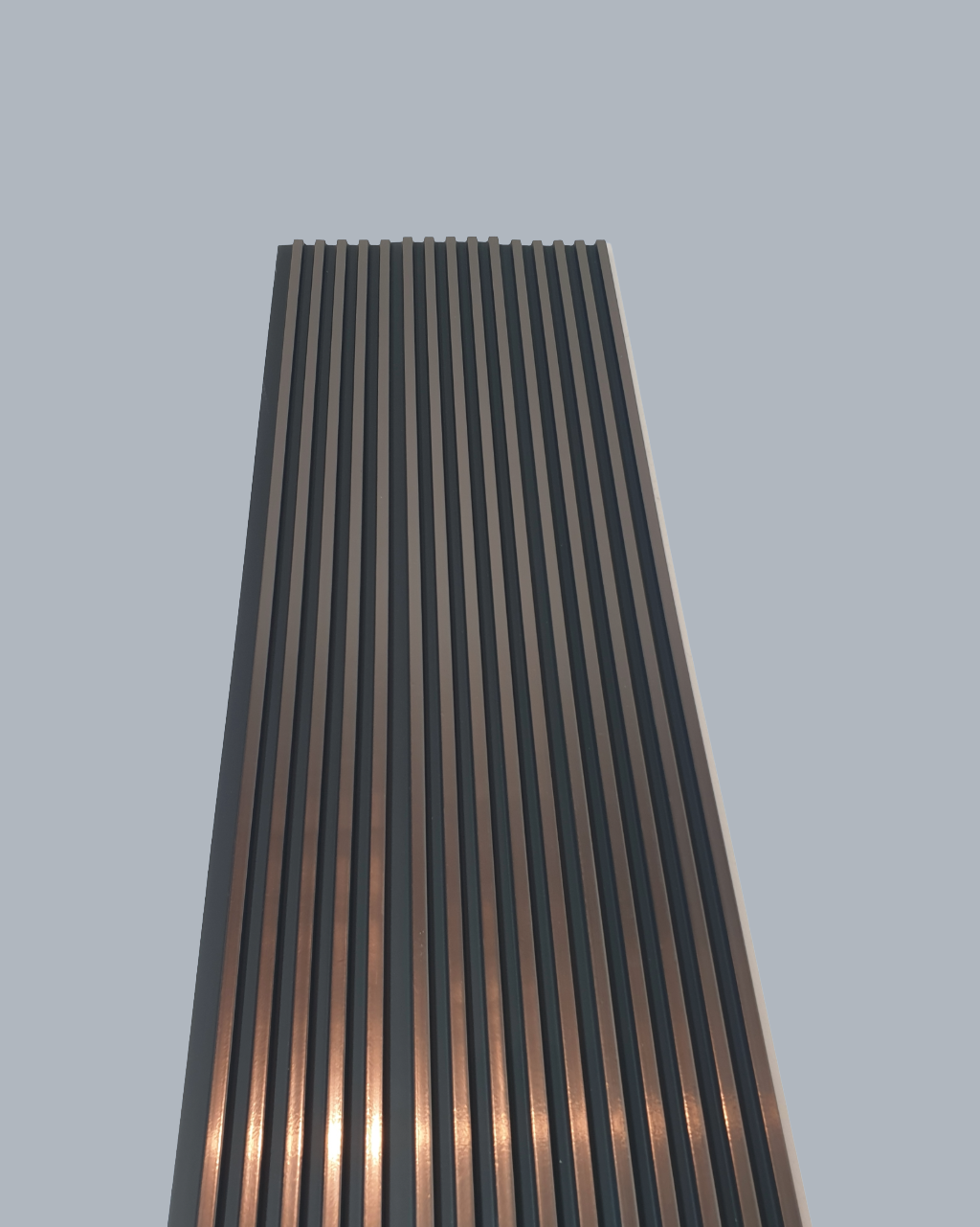 חיפוי קיר פסים דמוי עץ בגוון שחור מטאלי