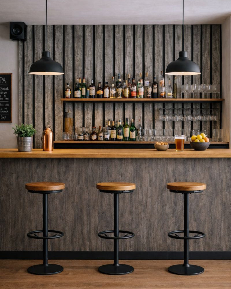 חיפוי קיר פסים דמוי עץ בגוון אפור שחור