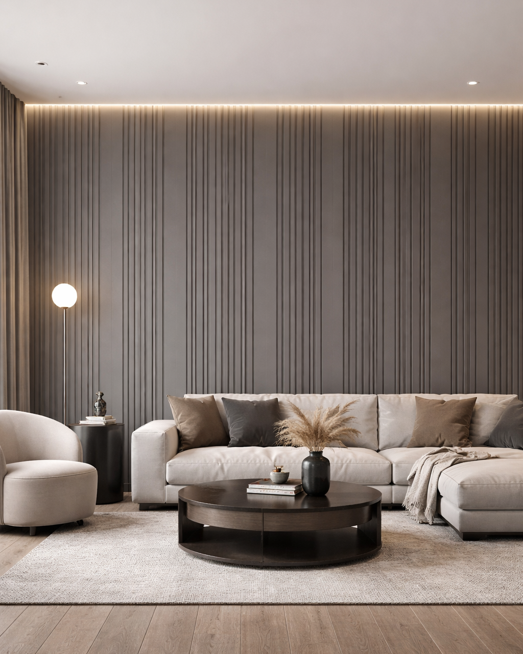 חיפוי קיר פסים צבע אפור עכבר